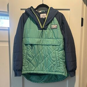 Passenger Green & Navy Quilted Puffer Anorak Jacket